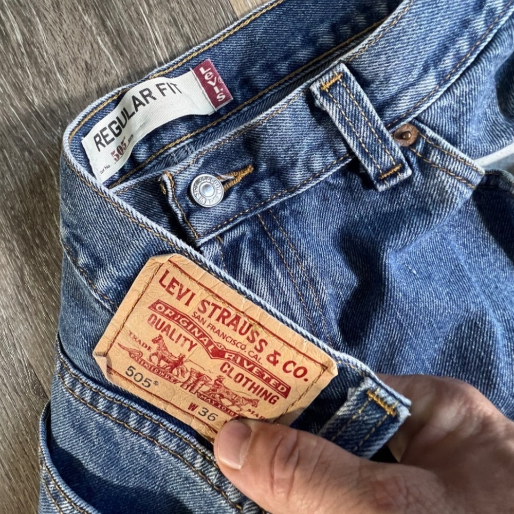 Levi 505 Regular Fit Jeans Mens W36 Blue Straight Leg Denim Pants